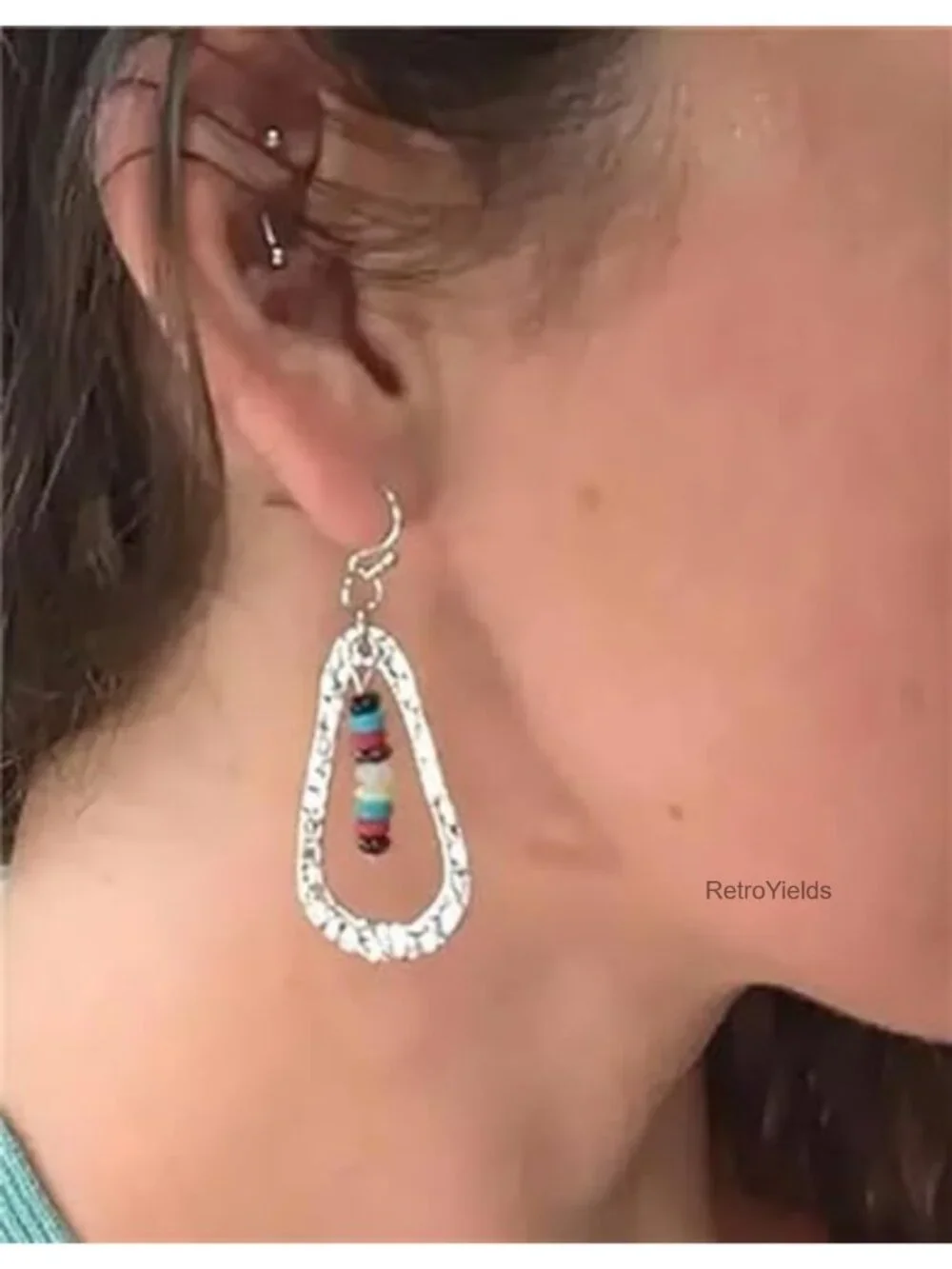 Boho Chic Water Drop Bead Statement Dangle Earrings